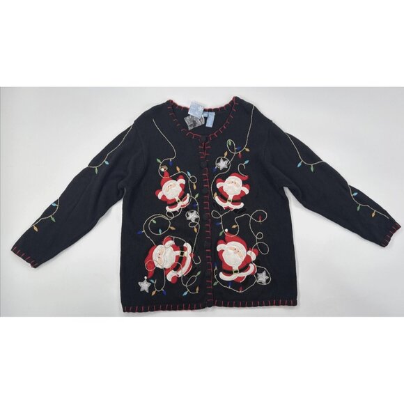Vintage Holiday Editions Christmas Sweater Women 1X Cardigan Button Applique NEW - Picture 1 of 15